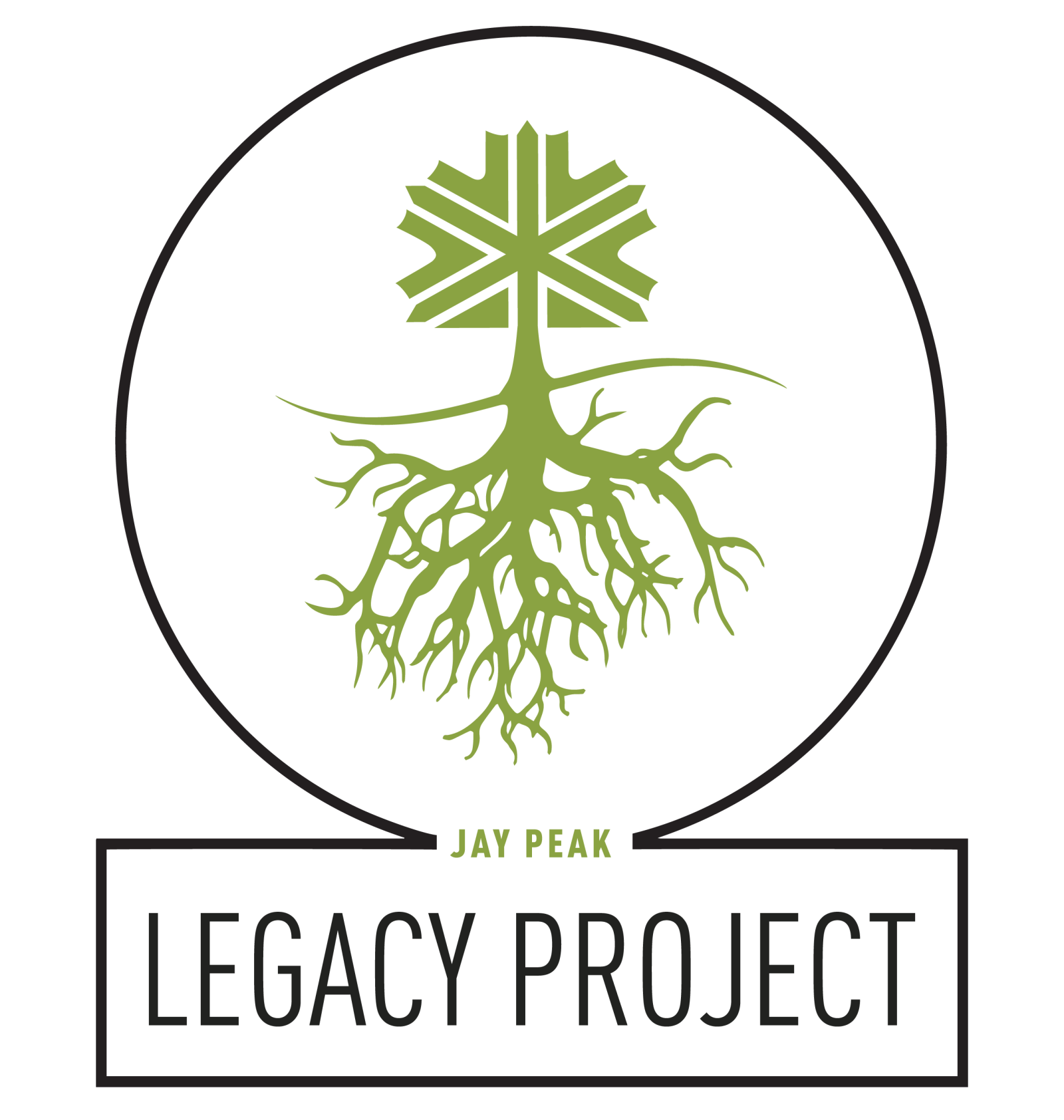 Logo with a tree and roots inside a circle labeled "Legacy Project."